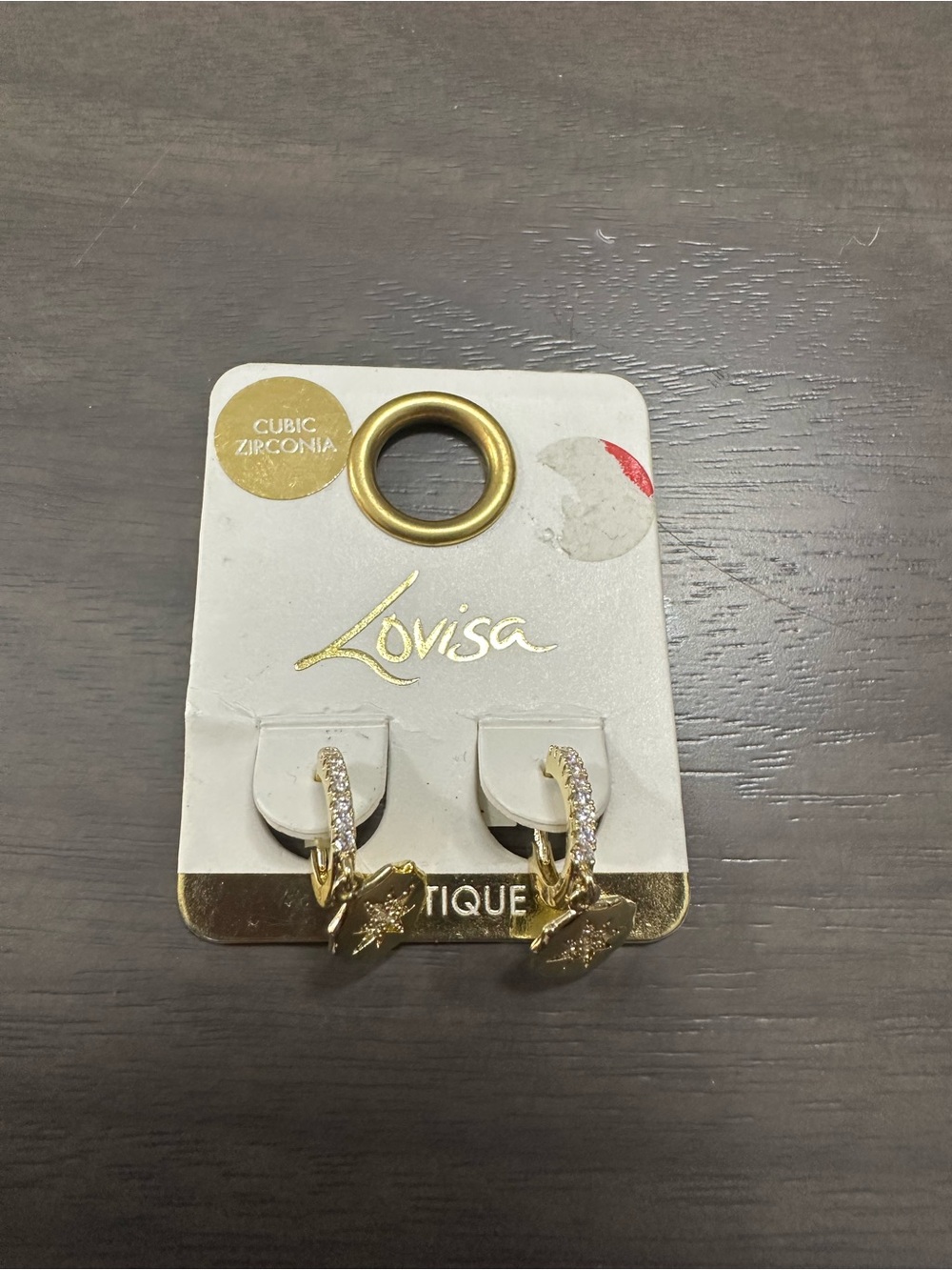 Gold Cubic Zirconia Huggie Earrings with Star Charm - Gold